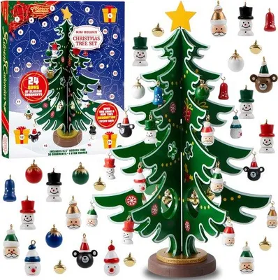 Produktbild von Famanu Adventskalender 2024 – 24 Tage Countdown mit Weihnachtsbaum und 24 Ornamenten