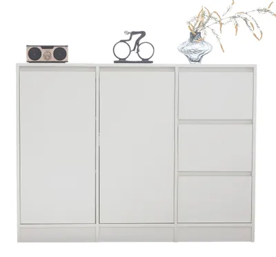 Obrázek produktu pro Skříň - Komoda - 12 zásuvek - Komoda s zásuvkami - Úložná skříň - Nábytek do předsíně - 90 cm x 35 cm x 120 cm - Bílá