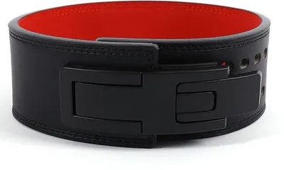 Obrázok produktu pre Trénovací opasok s pákovým mechanizmom – unisex, vhodný na silový tréning, mŕtve ťahy, drepy a ďalšie cviky, poskytuje oporu chrbta pri vysokej intenzite – čierny a červený, 110 cm