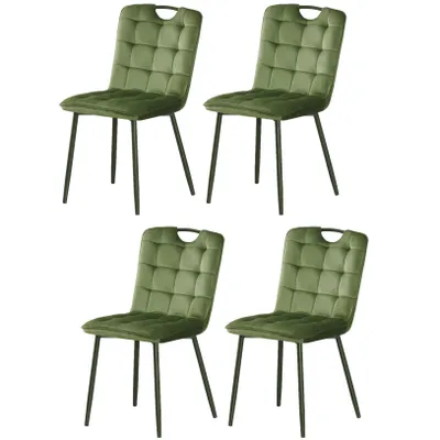 Zdjęcie produktu dla Krzesło do jadalni Casa Dolce Esszimmerstuhl MILINDA, zestaw 4 sztuk, wymiary: 47 cm (szerokość) x 58,5 cm (głębokość) x 86 cm (wysokość), tapicerka z weluru, kolor: zielony