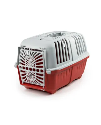 Produktbild von lionto Tiertransportbox, robuste Transportbox aus Kunststoff mit sicherem Schließsystem & optimaler Belüftung, 48x31,5x33 cm, rot