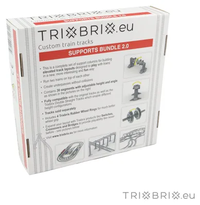 Produktbild von Trixbrix Stützen-Set 2.0, Hochbahn-Stützen – Schienen kompatibel mit LEGO® City Eisenbahn und Zug, Zubehör für Klemmbausteine, KI-generiertes Bild