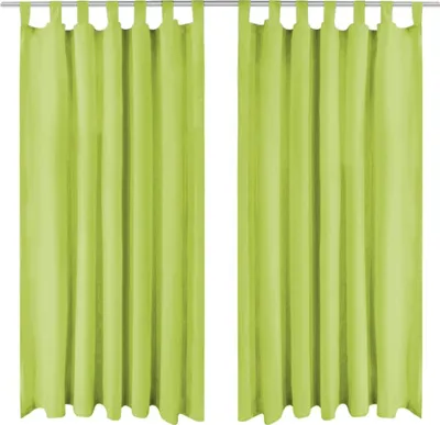 Produktbild von Vorhänge Mikro-Satin 2 Stk. mit Schlaufen 140 x 175 cm Grün