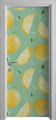 Produktbild von Tür Selbstklebende 80x210 cm Türfolie Türtapete Klebefolie - Tropisch Früchte Zitrone