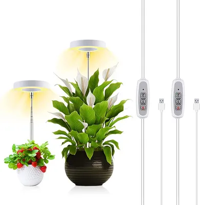 Obrázek produktu pro Rostlinné rostoucí světlo Jas stmívatelné 2/4/8h Časování Mini Circle Leds Lamp pro pokojové rostliny