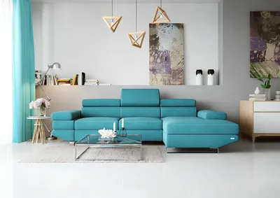 Zdjęcie produktu dla Eck Stoff Ecksofa L-Form Sofa Couch Design Couch Polster Textil Modern Turkis