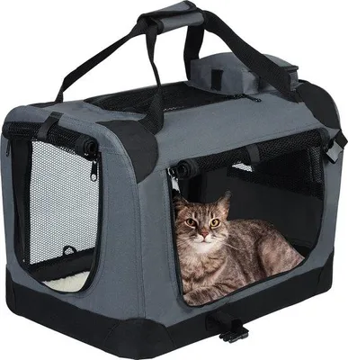 Productafbeelding van Famanu transportbox voor honden, grijs - 91,4 x 63,5 x 63,5 cm