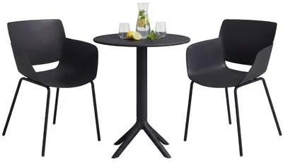 Zdjęcie produktu dla Zestaw mebli ogrodowych Siora składający się z 2 krzeseł | Kolor: czarny | Wymiary: 168x60x80 cm