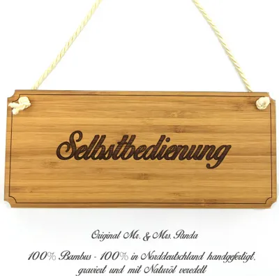 Produktbild von Mr. & Mrs. Panda Firmenschild Selbstbedienung - Geschenk, Infotafel, Türschild, Schild, Geschenkidee, Praxisschild, wandtafel, Wegweiser, Shabby, Landhaus, Graviert