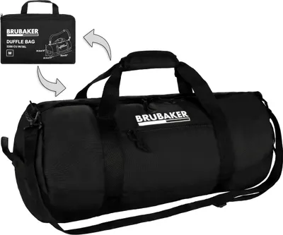 Produktbild von BRUBAKER Faltbare Reisetasche - Duffle Bag Schwarz - Wandelbare Weekender Sporttasche Falttasche - Falt-Trainingstasche für Herren und Damen, 36L