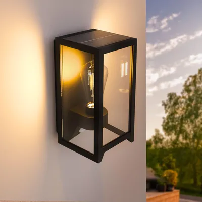 Produktbild von Ledvion – Moderne Solar LED Wandleuchte, 4W, 2700K, IP44, Schwarz, 120 Lumen, Mit Bewegungssensor, Energieeffizient & Wetterbeständig