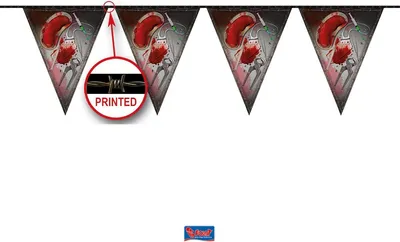 Produktbild von Folat Halloween Wimpelkette 10m lang, 15 Wimpel (ca. 27cm), Horror-Motive