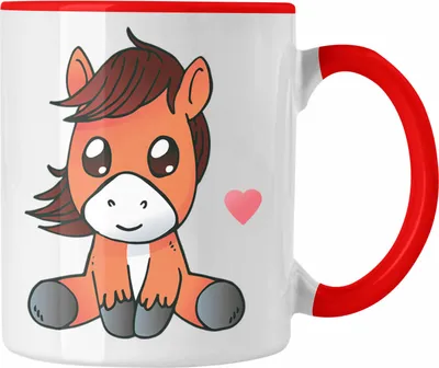 Produktbild von Pferd Tasse Lustig Reiterin Geschenk Pferde Geschenke Mädchen Pferdeliebhaber (Rot)