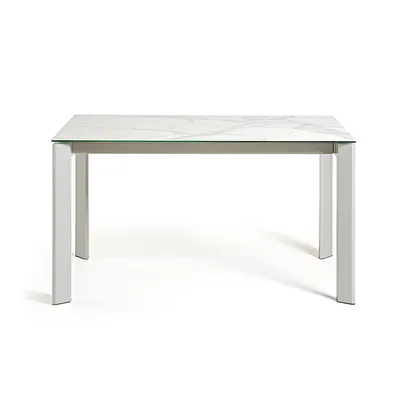 Produktbild von Tisch Axis ausziehbar 140 (200) cm Keramik Weiß und graue Beine