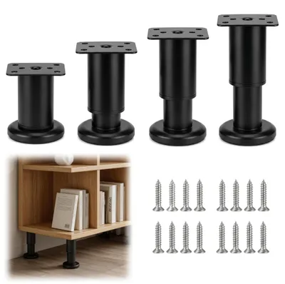 Immagine prodotto di Set di 4 piedini regolabili per mobili - Acciaio - Altezza 8-12 cm