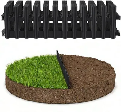 Productafbeelding van Flexibel kunststof grasrandset, 12-delig - 5,2 meter - antraciet - inclusief 24 grasrandpalen (20 cm)