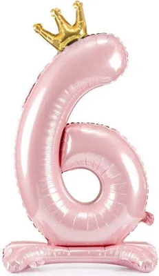 Produktbild von Folien-Standballon Zahl "6", 84 cm, hellrosa