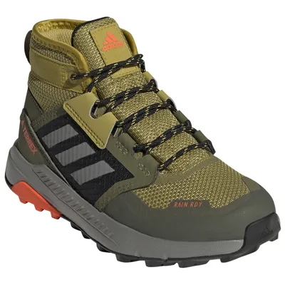 A single Adidas Terrex Trailmaker Mid Rrdy JR shoe is shown against a white background.