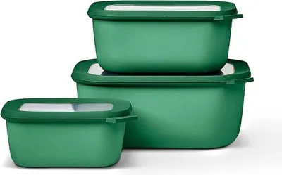 Produktbild von Drei-teiliger Rechteckset aus Glas - mit Deckel - geeignet als Aufbewahrungsbox, Kühlschrank, Gefrierschrank und Mikrowellenservietten - 750 ml, 1500 ml und 2000 ml - Grün