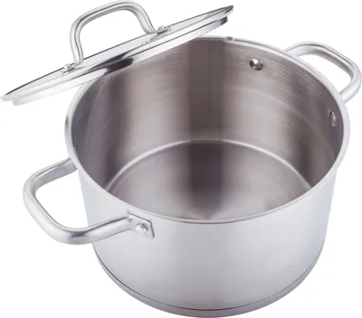 Obrázek produktu pro Pánev Ø24cm z nerezové oceli se skleněnou poklicí vhodná pro všechny typy varných desek stříbrná 24cm