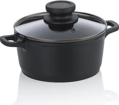 Produktbild von Kochtopf, 1.0 L, mit Deckel, Schwarz, Antihaft, PFAS/PTFE-frei, Aluminiumguss - Kela | Atura