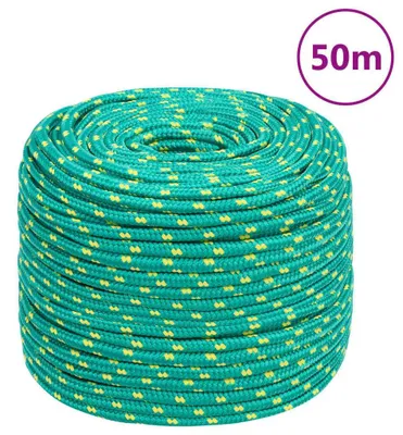 Produktbild von Bootsseil Polypropylenseil Tauwerk Flechtleine Schnur für Boote Garten Camping und Outdoor reißfest wetterbeständig Mehrzweckseil 6 mm Grün 50 m