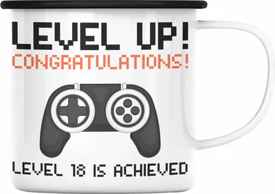 Produktbild von Trendation - 18. Geburtstag Emaille Tasse Jungen Jungs Geschenk 18er Geschenkidee 18 Sohn Gamer (Schwarz)