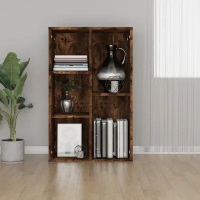 Produktbild von vidaXL Bücherregal/Sideboard Räuchereiche 50x25x80 cm Holzwerkstoff - Bücherregal - Bücherregal - Bücherschrank - Bücherständer