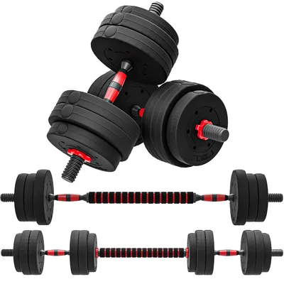 Productafbeelding van HOMCOM 2-in-1 gewichtset: verstelbare halterset van 25 kg, geschikt voor zowel korte als lange halters, ideaal voor fitness