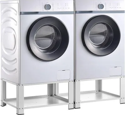 Immagine prodotto di Base doppia per lavatrice in acciaio bianco con superficie antiscivolo