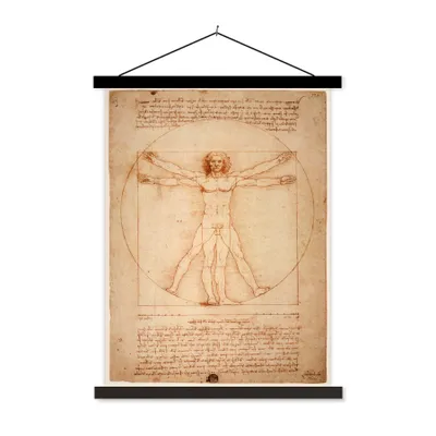 Obrázek produktu pro MuchoWow® Textilní plakát - Vitruviánský muž - Leonardo da Vinci - 120x160cm - S černými lamelami