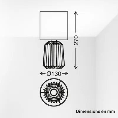 Image de Briloner Lampe de chevet pied en céramique Ø13x27 cm douille E14 max. 25W interrupteur filaire blanc - Lampe de table salon chambre couloir