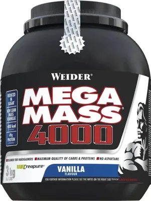 Obrázok produktu pre Weider Giant Mega Mass 4000 3000 g vanilka / Gainery / Nová, vylepšená verzia najpredávanejšieho gaineru s pridaným kreatínom a vitamínmi