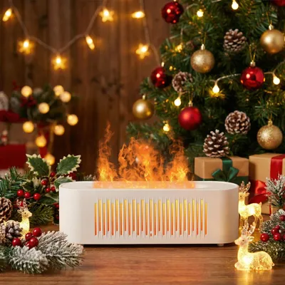 Productafbeelding van Aroma diffuser - Luchtbevochtiger met vlameffect - 260 ml - Wit