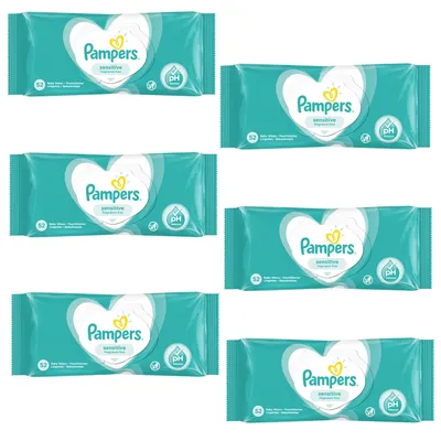 Produktbild von Pampers Feuchttücher Sensitive für empfindliche Babyhaut 6er Pack