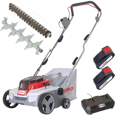 Produktbild von Akku Vertikutierer Rasenlüfter 3in1 IAVL 2-2032, Arbeitsbreite 32cm | Inkl. 2x Akku 20V 2,0Ah & Schnelllader, Fangkorb 30l, +3 bis -9mm, werkzeugloser Walzenwechsel, 20V-Akku-Familie von