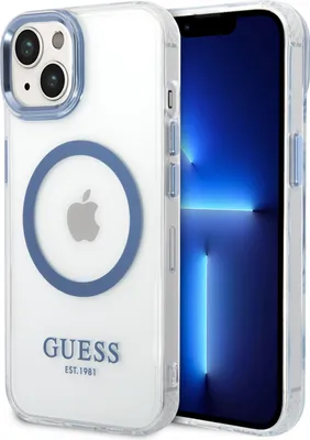 Obrázok produktu pre Guess Guhmp14Mhtrmb Iphone 14 Plus 6.7 Modro/Modré Pevné Puzdro Metal Outline Magsafe