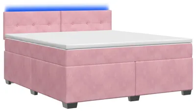 Immagine prodotto di Letto con rete a molle e materasso, con illuminazione LED rosa, 140 x 200 cm, rivestito in velluto