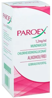 Produktbild von Mundspülung, GUM, ParoEx, gegen Zahnfleischentzündung, mit Chlorhexidin 1,2mg/ml, alkoholfrei, 300ml