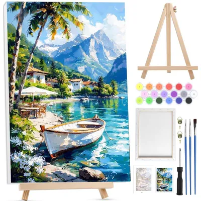 Zdjęcie produktu dla Zestaw do malowania po numerach dla dorosłych, z ramą, płótno 20x30 cm, zestaw do samodzielnego wykonania obrazu, zawierający pędzle