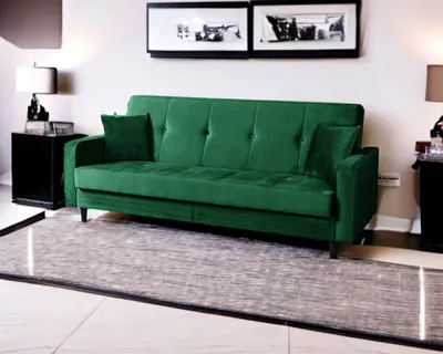 Image de Canapé Luna Canapé-lit de style scandinave, canapé avec fonction couchage et coffre de rangement, canapé rembourré pour salon 213 cm Couleur : Paris 135 – vert