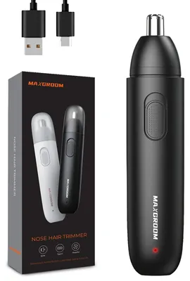 Zdjęcie produktu dla Kompaktowy trymer do włosów w nosie, uszach i brwiach z obrotową głowicą 360° i zasilaniem USB-C, kolor czarny