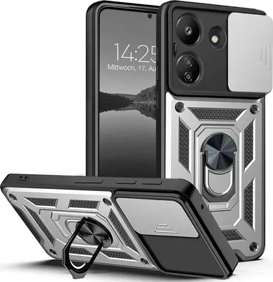 Produktbild von Armor Handyhülle für Xiaomi Redmi 13C Kameraschutz Handy Panzer Case Cover Schutzhülle Outdoor Farbe: Silber
