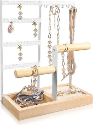 Produktbild von Famanu Schmuckständer und Organizer für Ketten, Ohrringe und Armbänder - Weiß