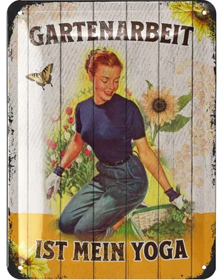 Produktbild von LANOLU Retro Blechschild, Gartenschilder mit Sprüchen, Gartengeschenkidee, Gartenregeln retro Deko vintage Metallschild Garten 15x20cm