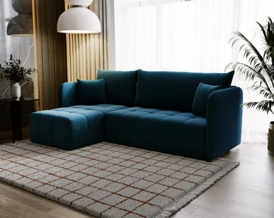 Produktbild von FURMEB PEROO Ecksofa L-Form Schlafsofa Schlaffunktion 210x140x91 cm Blau