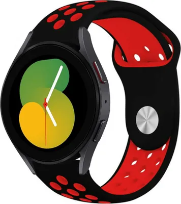 Produktbild von Strap-it Samsung Galaxy Watch 5 - 40mm Sportarmband (Schwarz/Rot)