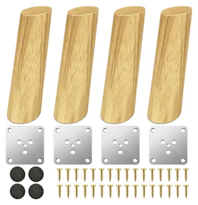 Productafbeelding van Omgoods - Set van 4 Houten Meubelpoten, 15 cm, Conische Vorm voor DIY Meubels