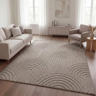 Produktbild von TT Home Wohnzimmer Teppich Schlafzimmer Hochflor Pflegeleicht Weich Waschbar Uni Modernes Design 3D-Optik Größe 120x160 cm