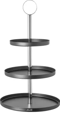Produktbild von Fink BILBAO, 3er Etagere, pulverbeschichtet, glatt, schwarz, silberfarben, L. 27 cm, B. 27 cm, H. 46 cm, D. 27 cm Höhe: 46.00 cm Breite: 27.00 cm Tiefe: 27.00cm Durchmesser: 27.00 cm 155143